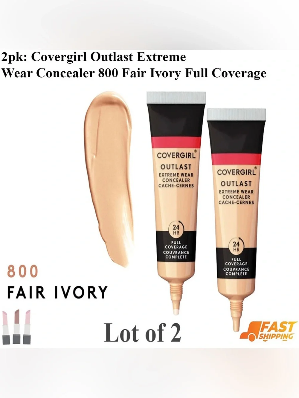 2pk: Covergirl Outlast Extreme Wear Concealer - 800 Fair Ivory